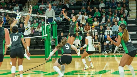 Hawks Battle Jackrabbits in Four-Set Match